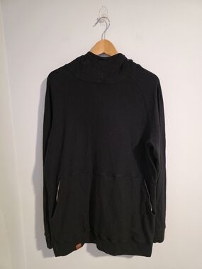 Lumber Jill Bamboo Blend Tunic Hoodie Black Women's 1X Cozy Pullover Sweatshirt